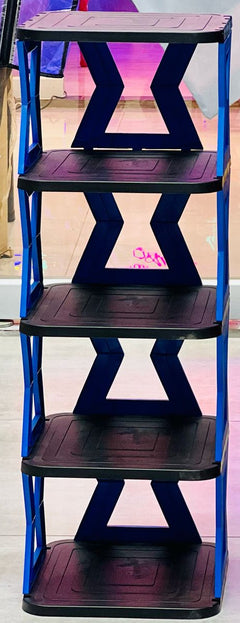 Shoe Rack High Quality - Unique X shaped Shoe Rack 5 floors - 5 Tier Shoe Rack - Without Box - Blue